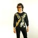 80s black gold X sweatshirt 1980 geometric new wave animal print metallic medium large Lucky 7