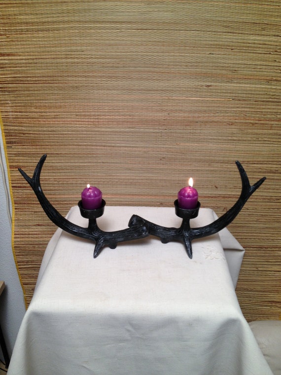 Vintage Metal Faux Deer Antler Horn Candle Holder by AndrewModern