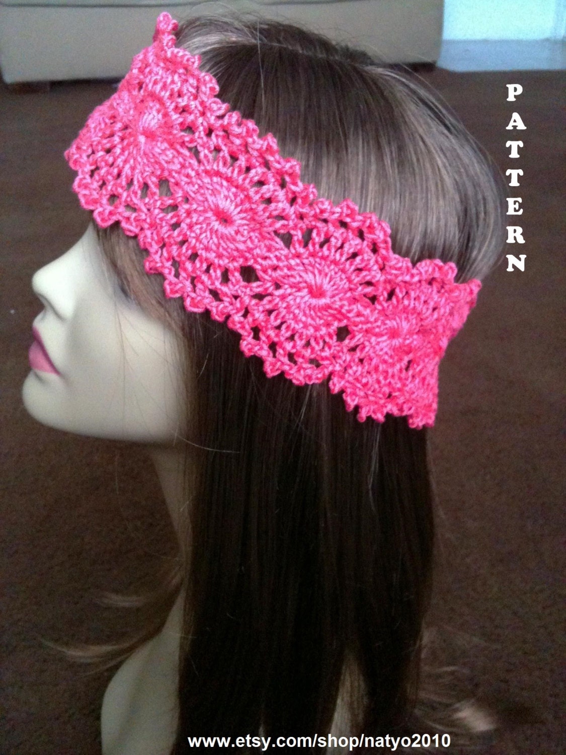 INSTANT DOWNLOAD Crochet Lace Headband Pattern