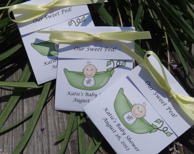 Personalized Pea in the Pod Sweet Pea Baby Shower Sprinkle Tea Party Favors Tetley Tea Caucasian or African American