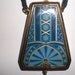 Vintage Art Deco Blue Wrist Purse Tassel Mirror Brass 1920s 1930s Compact