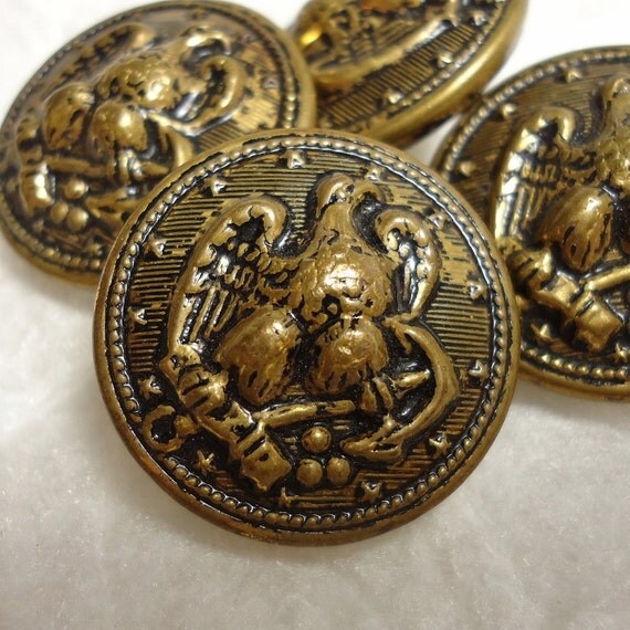 Eagle & Anchor Set of 4 Vintage Brass Buttons