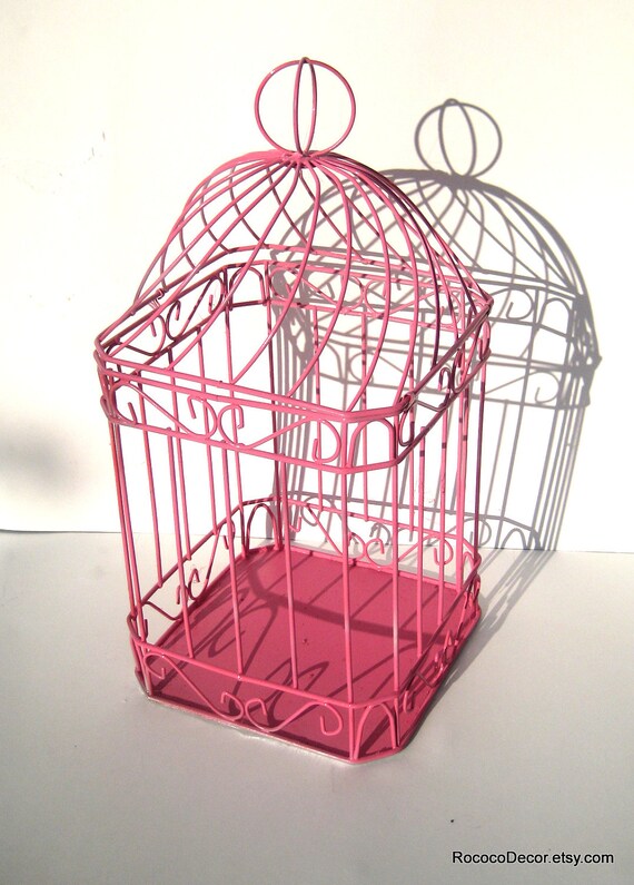 Hot Pink Birdcage Upcycled hot pink birdcage decorative