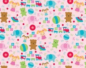 Clearance Riley Blake Santa's Workshop Pink Toys 1 yard