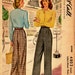 1942 Ladies' and Misses' Slacks McCall 4803 Waist 24 Hip 33 Factory Folded