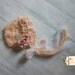 IN STOCK newborn handspun merino bonnet hat peach burlap rose lace knit newborn photography prop ready to ship