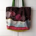 Large bag tote, shoulder bag. Echino fabric by Etsuko Furuya design. Linen and cotton blend. Ready to ship.