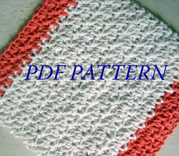 Download PDF PATTERN Two Toned Crochet Dishcloth / Washcloth Free