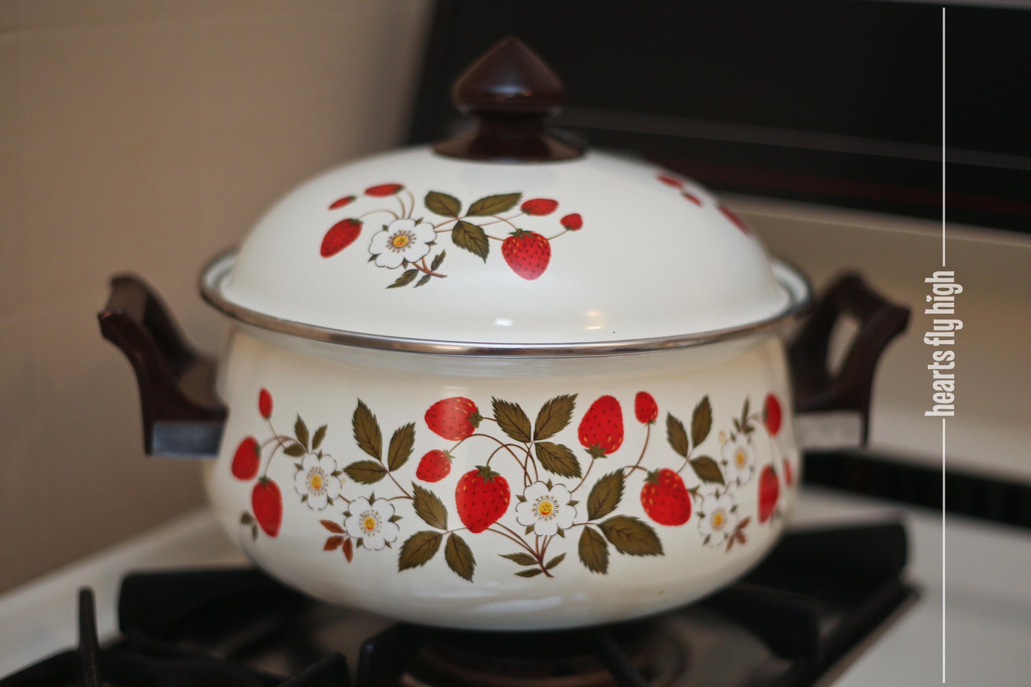 Vintage Pots and Pans 2 Piece Set Strawberries 'n Cream by