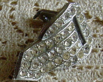 Vintage 1920s Art Deco Rhinestone Fur Dress Shoe Clip Great Gatsby Style