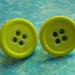 Button Earrings - Lime Green Button Stud Earrings