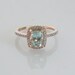 Natural Ceylon Aquamarine, Handmade diamonds rose gold ring.