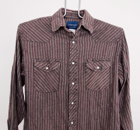 Striped Wrangler Pearl Snap Western Flannel Shirt size Small