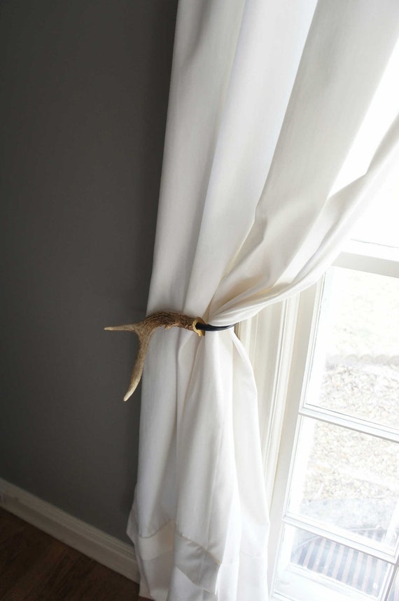 Antler Curtain Tie Back Holdback Cabin Decor Primitive Natural