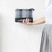 Canvas zipper pouch, clutch purse, cosmetic bag, leather bottom
