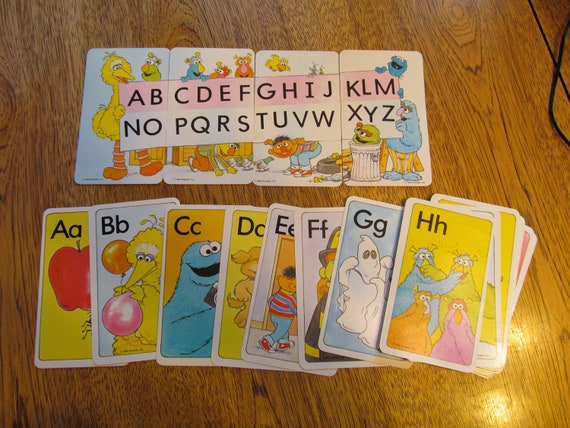 30 VINTAGE Flash Cards Sesame Street Alphabet by PlatypusDream