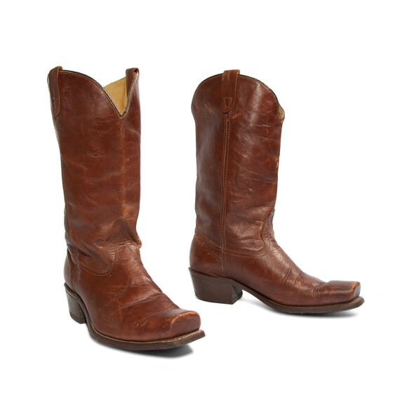 Men's Brown Square Toe Western Boots Redwood Brown by NashDryGoods