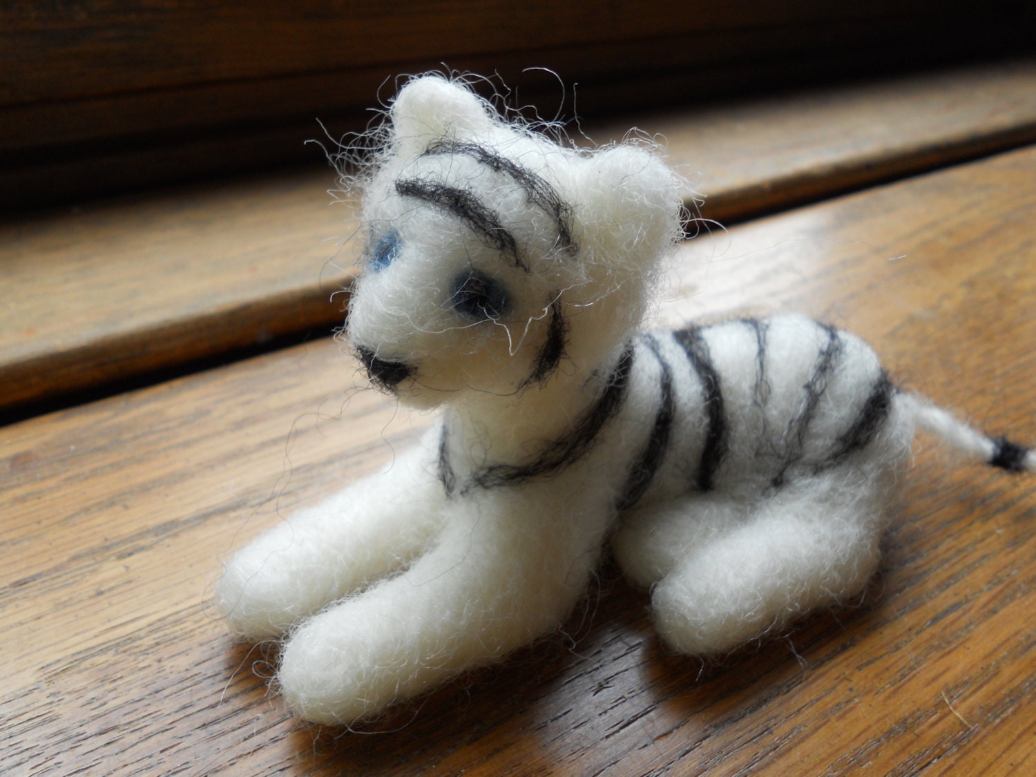 Felt White or Orange Tiger / Needle Felted Animal Figurine