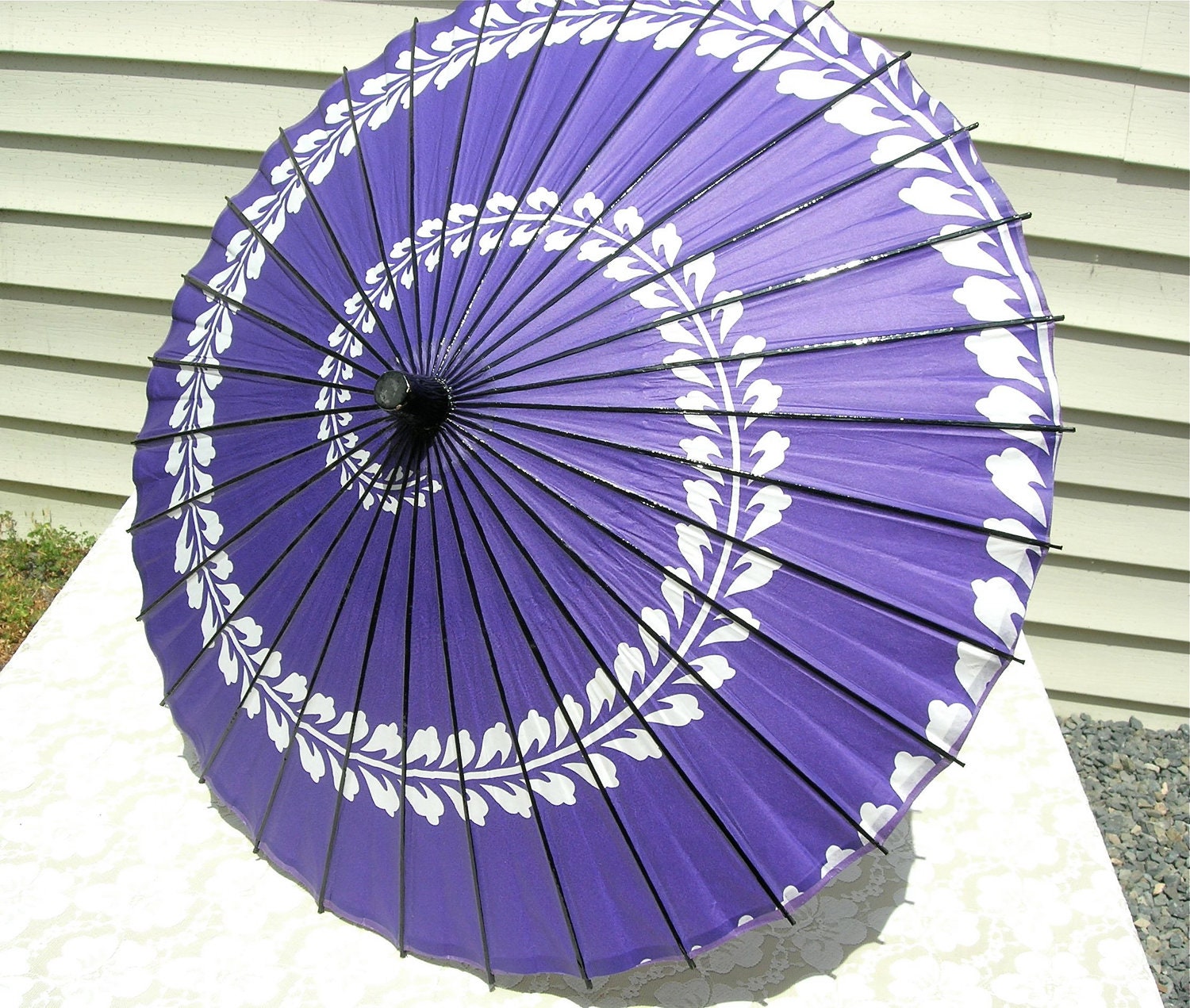 Purple Swirl Japanese Paper Umbrella handmade