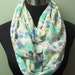 Blue, Mint/Seafoam and Light Green Floral Infinity Scarf