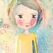 Whimsical girl painting postcard print, folk art print - My Sunshine