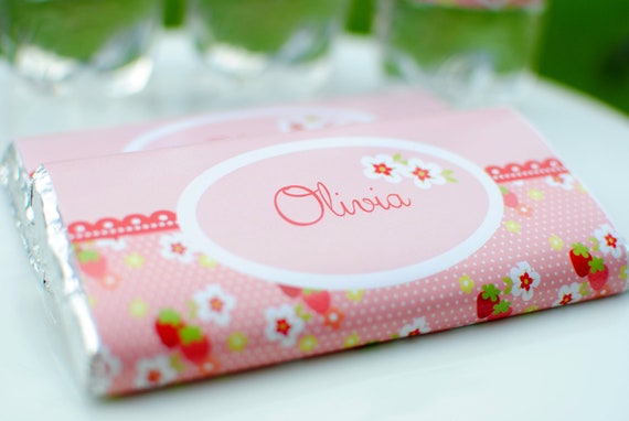 Strawberry Birthday Party Chocolate Bar Wrapper Il_570xn