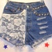 10% OFF Sale Store Wide---Vintage Levis Button Fly denim shorts -----Lace & Studs--Waist 23 inches--XS