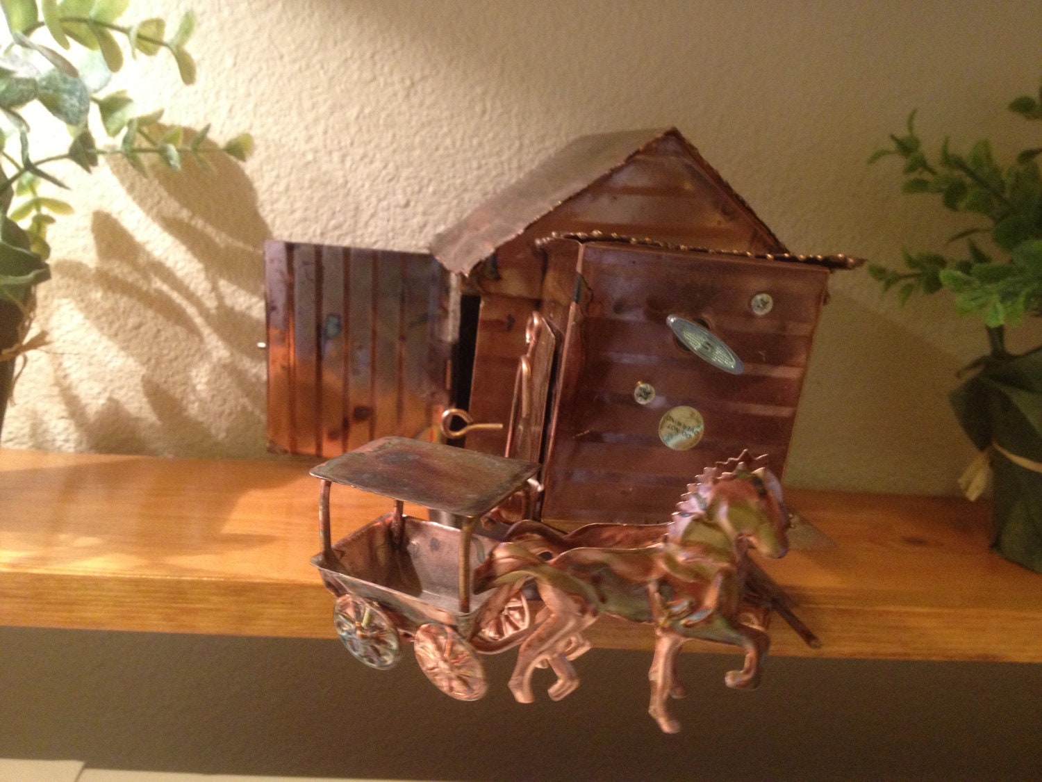 Vintage Copper Music Box Horses and BarnKing of the Road