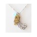 owl necklace, owl jewelry, angel wing necklace, silver necklace, feather pendant mint green bead