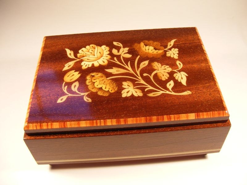 Musical Jewelry Box Reuge Italian Wood Inlay