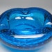 vintage BLENKO glass controlled bubble ashtray blue