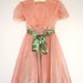 1950's Mauve Pink Chiffon and Lace Party Dress