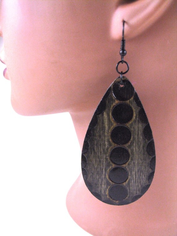 Rusty Black Wood burned Earrings