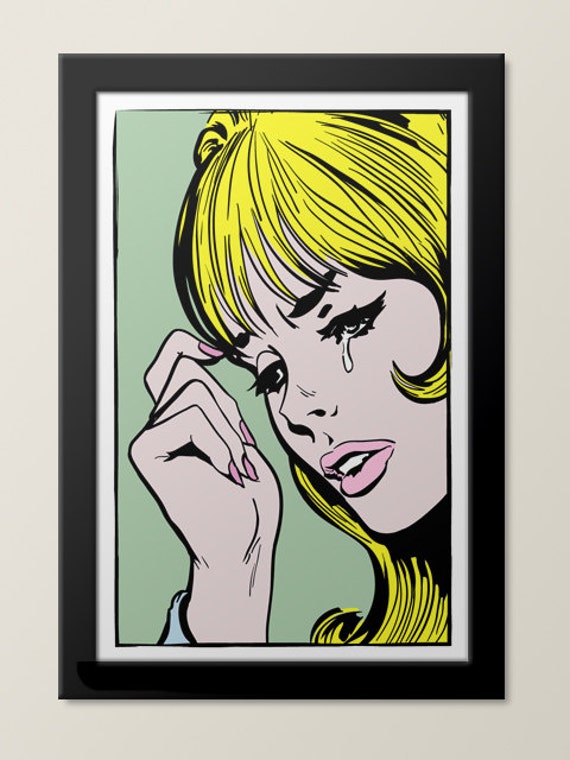 Items similar to CRYING GIRL Comic Book Art Vintage Style ...