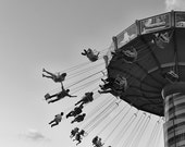 Navy Pier Swing Carnival Ride Chicago - Black and White Fine Art Photography 8x12