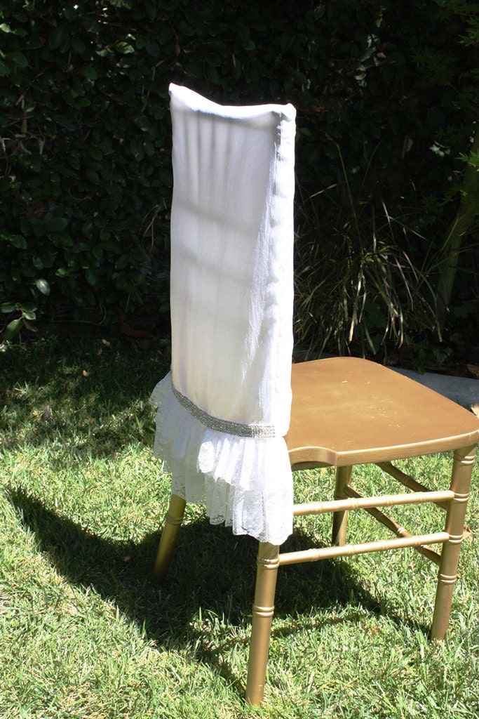 Bride Chair Cover Rhinestone and Lace wedding day decor
