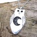 Owl pendant necklace made from recycled silver with natural peridot gemstone, handmade, one of a kind
