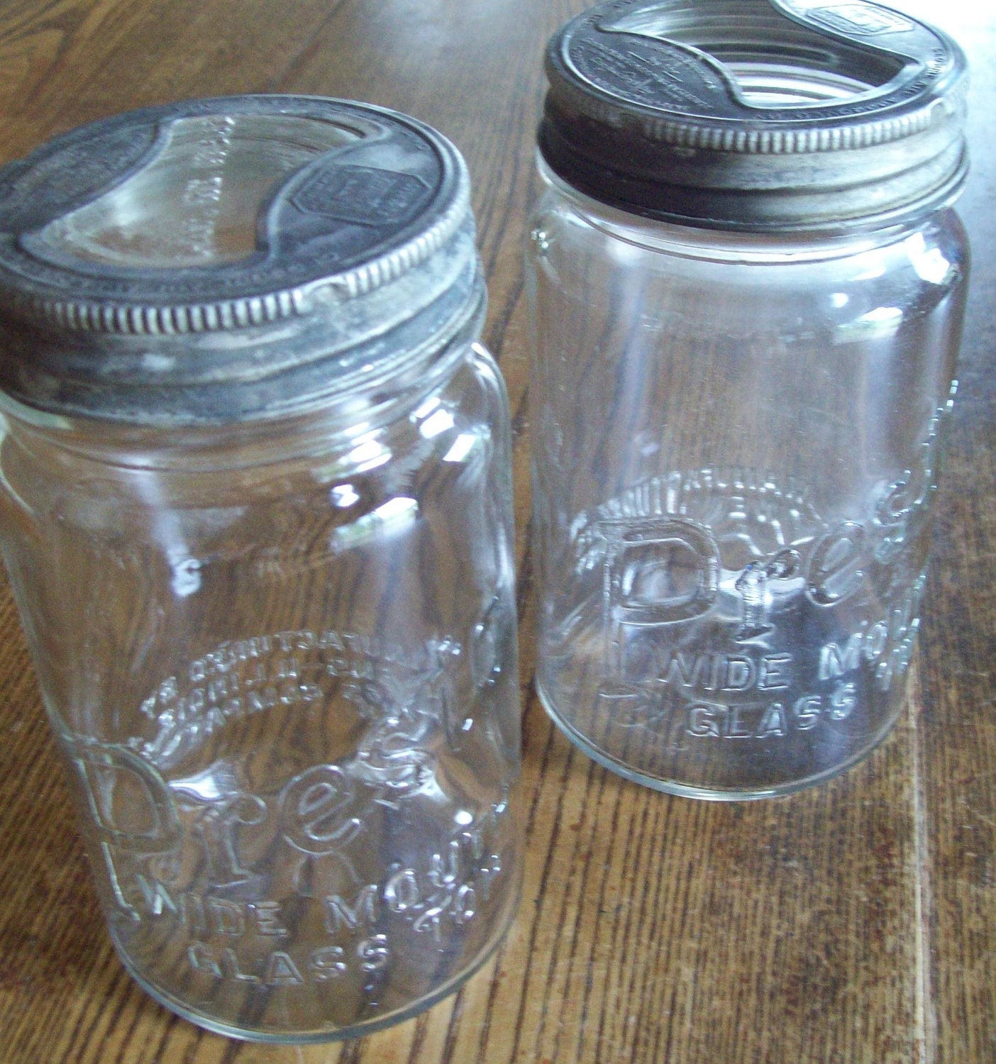 Vintage Wide Mouth Canning Jars with Lids / Farmhouse Decor