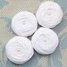 White Rolled Rosettes 1.5 inches with Pearls - Set of 4 Flowers Appliques