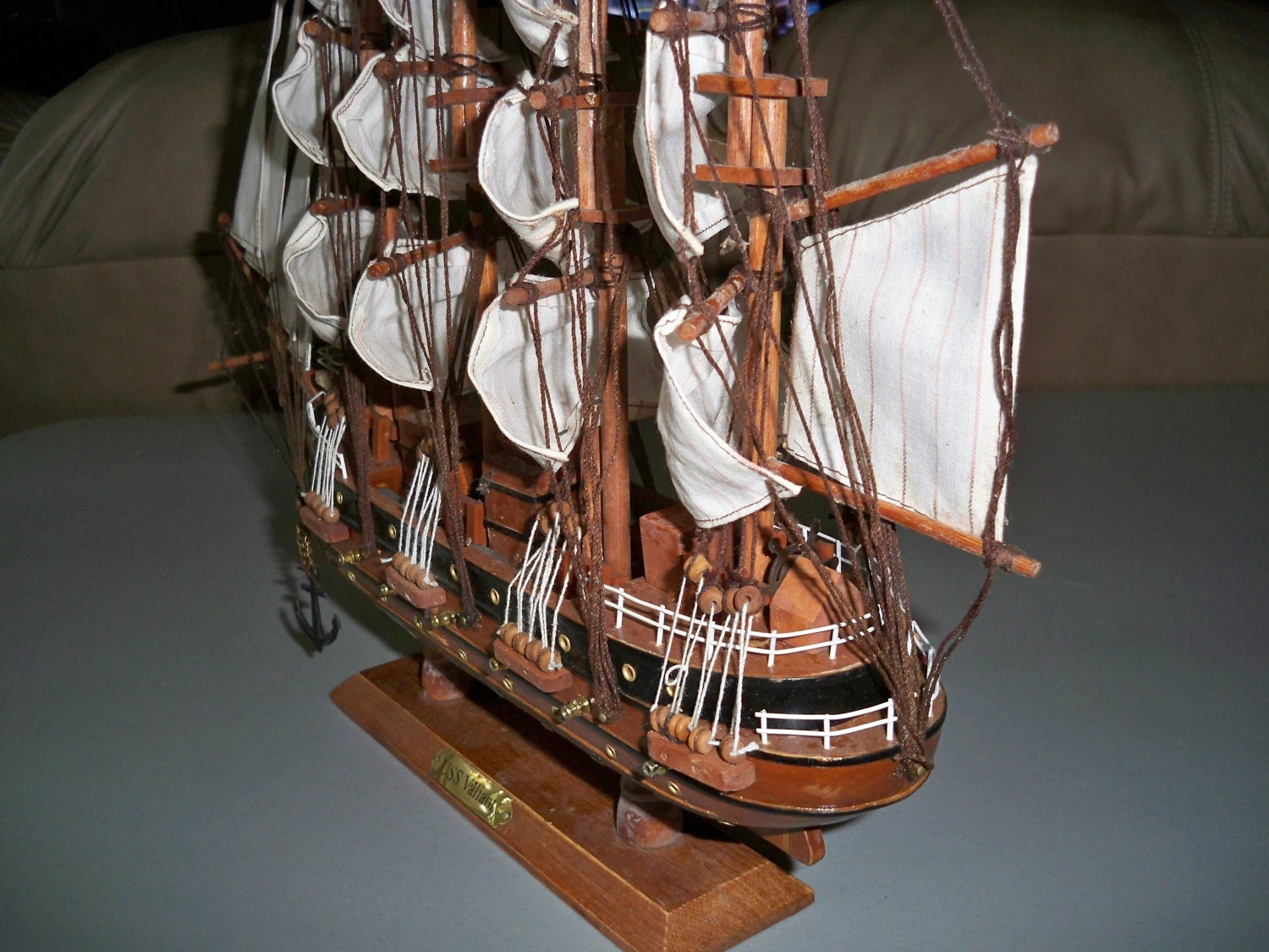 Vintage Wooden Model of the 1800's Frigate U.S.S. Valiant