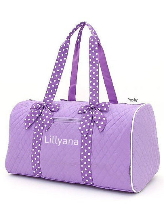 Polka Dot Duffle Bag Personalized in Purple