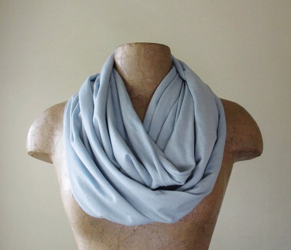 Pale Powder Blue Infinity Scarf Jersey Cotton Loop Scarf