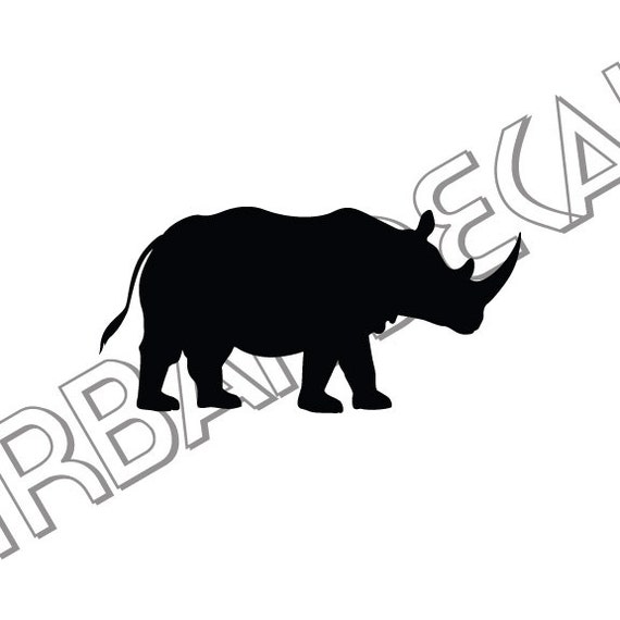 Rhino Decal Rhinoceros Sticker for Car Laptop BLACK