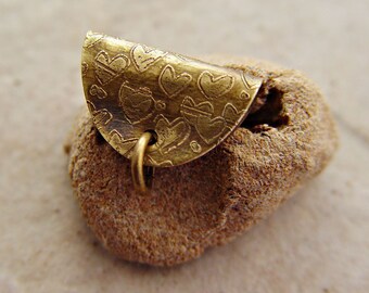 Etched Brass Pendant Bail, .875" x .5", Hearts