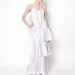 Vintage Wedding Dress - Lace with Side Satin teared Ruffles And Large Bow - 80s