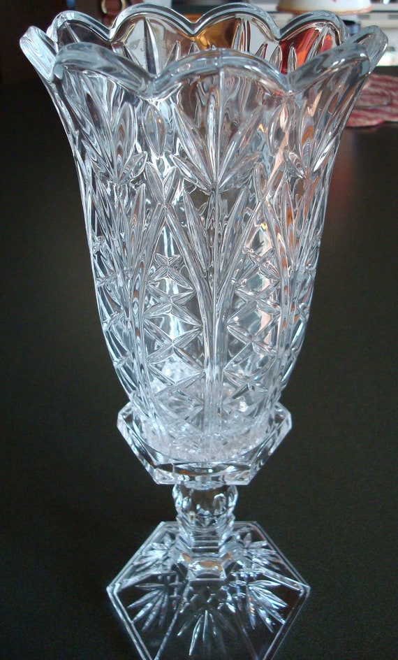 Vintage Crystal candle holder-vase-two piece set-pillar