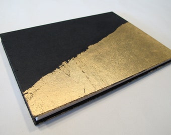 Small Art Deco Black and Gold Leaf Modern Wedding Guest Book Instax Polaroid Photo Album