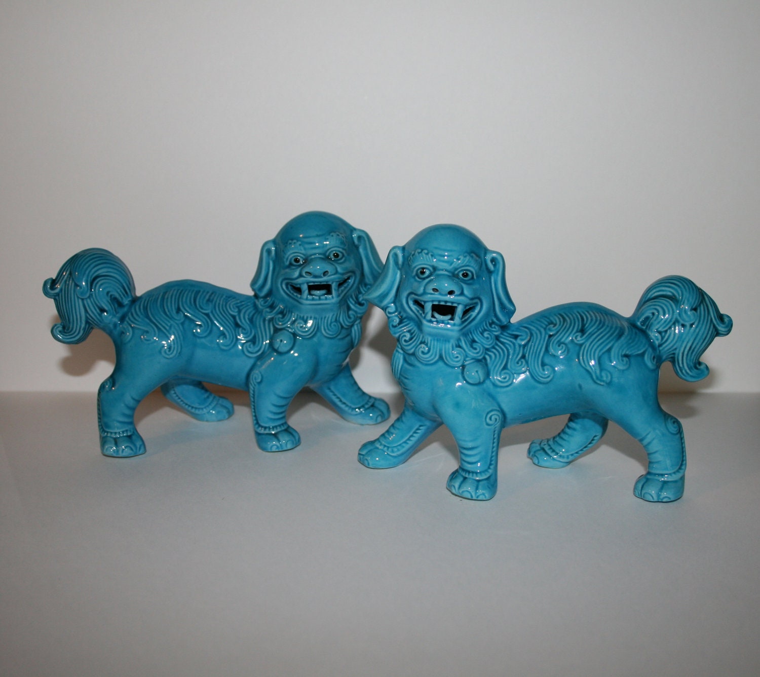 Vintage Foo Dogs Turquoise Blue Chinese Foo Dog or Temple