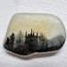 Sunrise country church - original acrylic miniature painting on pretty frosted English sea glass.