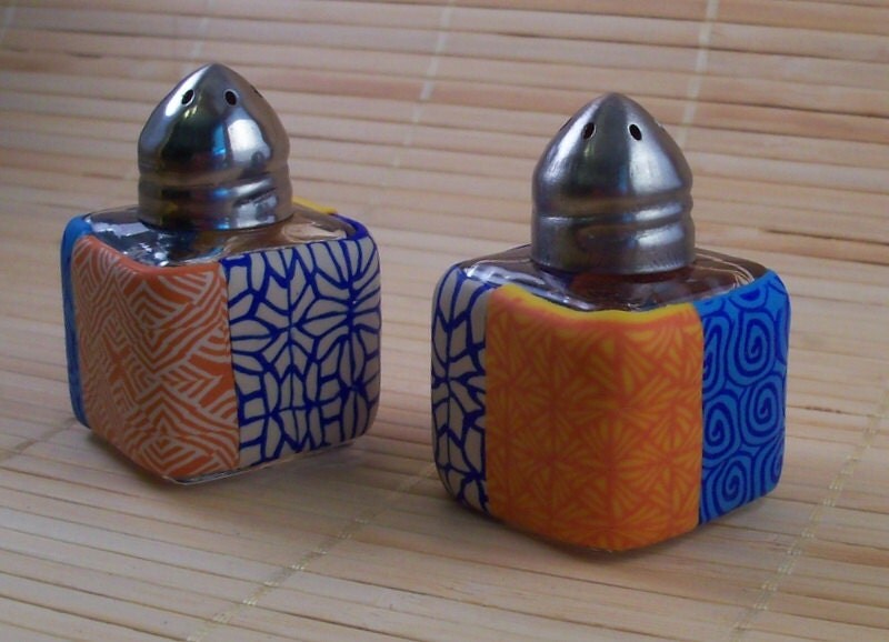 Salt and Pepper Shakers Polymer Clay Covered Shakers